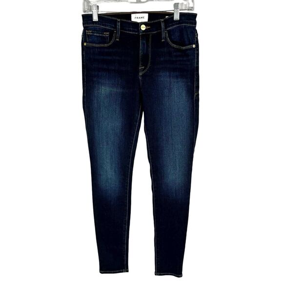 FRAME Denim Le Skinny de Jeanne Dark Wash Mid Rise Stretch Jeans Women’s 27 - Picture 1 of 9